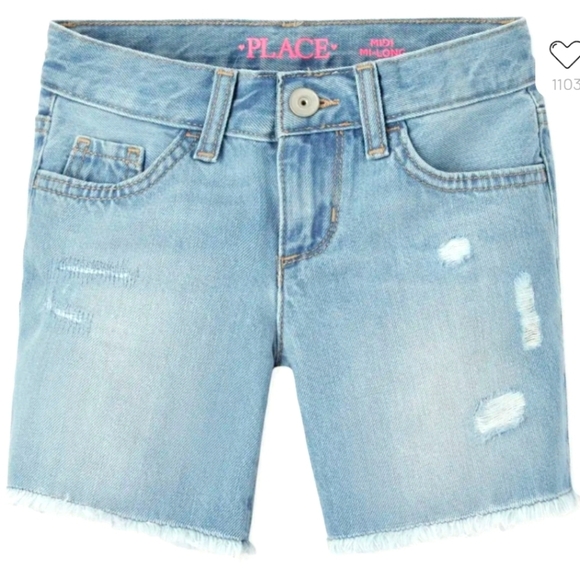 The Children's Place Distressed Denim Midi Shorts - Peyton Wash Size 10 NWOT - Picture 1 of 7